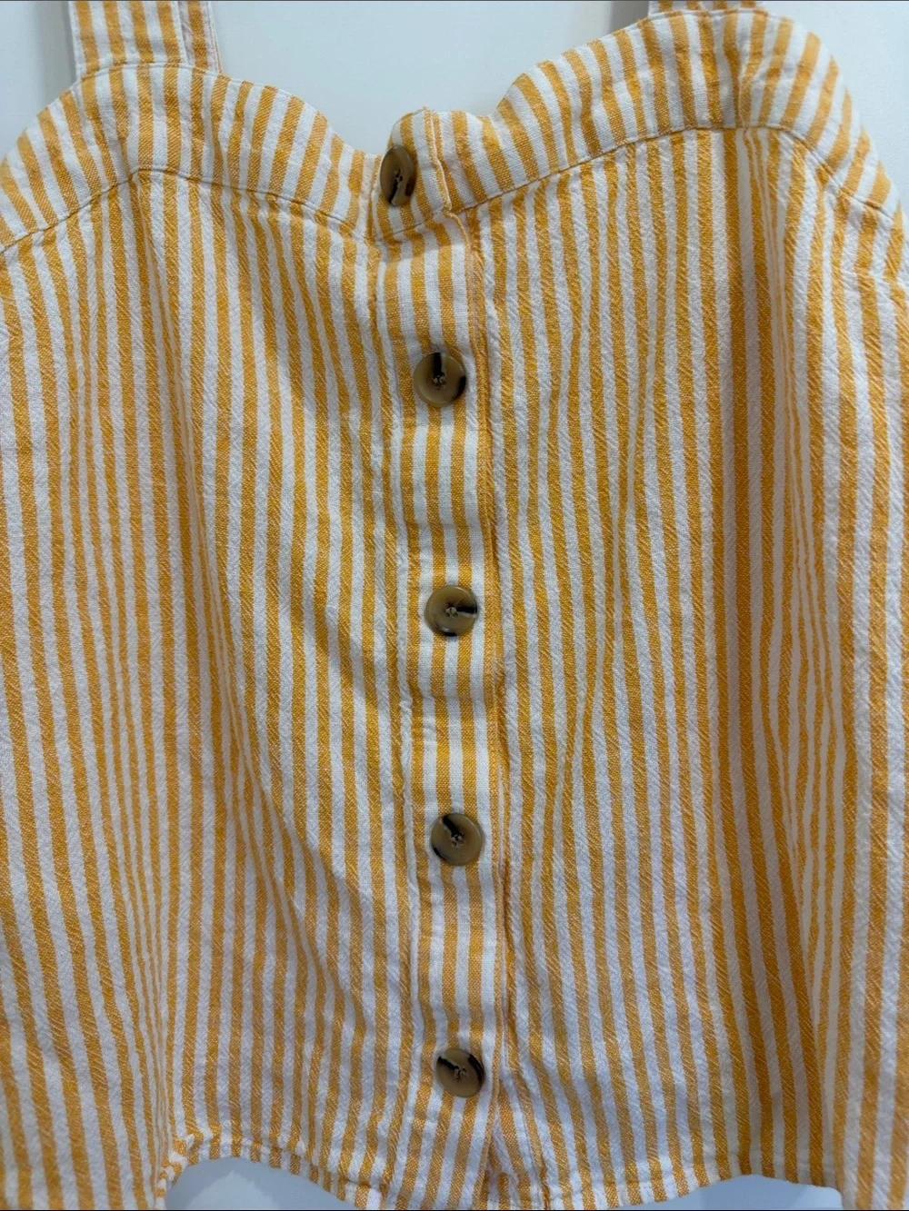 J. Crew Yellow and White Striped Button-Front Tank